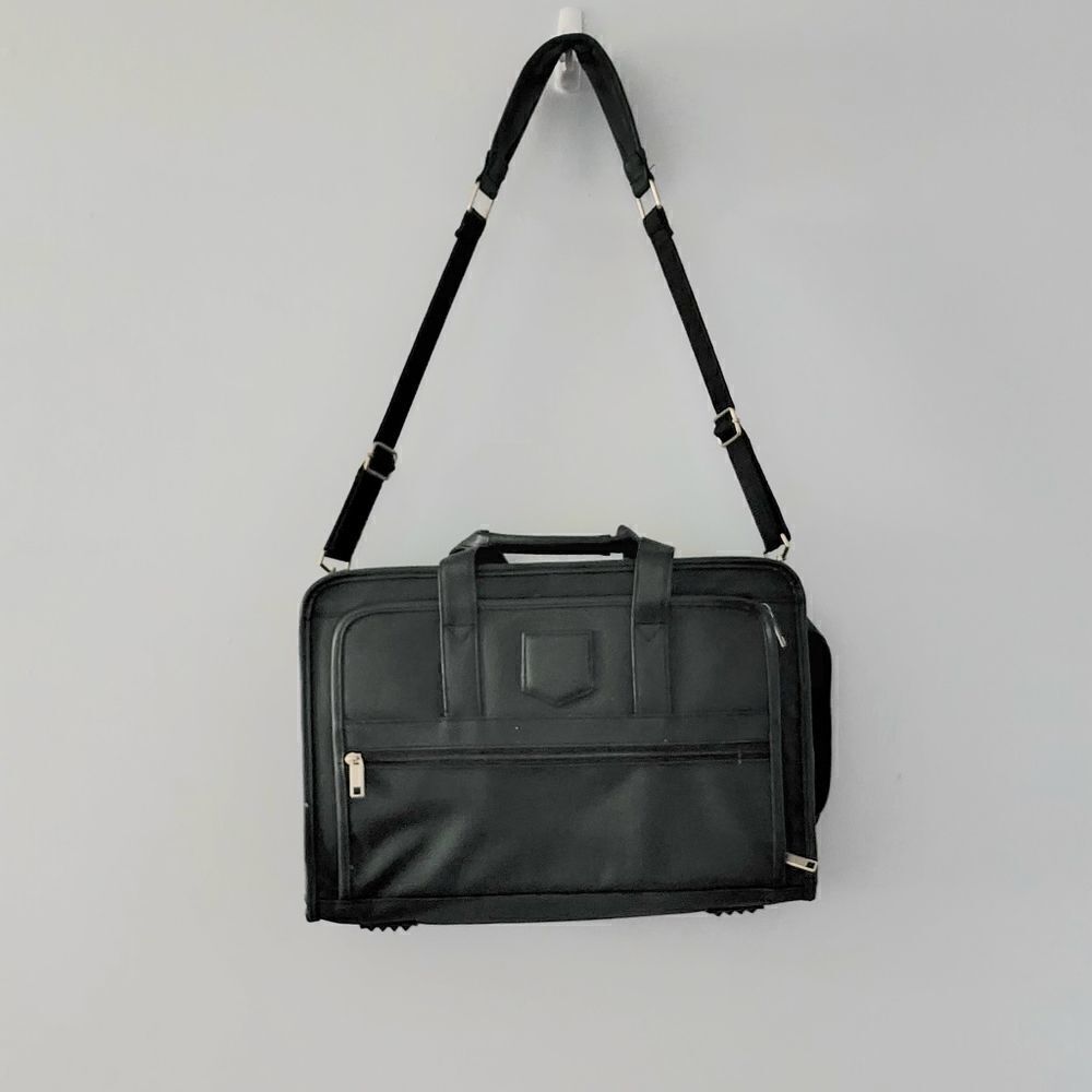 Messenger bag computer work school leather trim mesh front pockets organizer